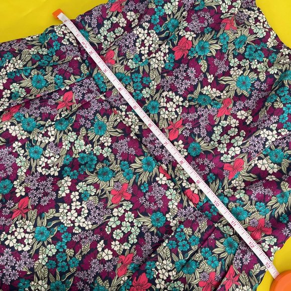 Moda International Strapless Dress, Purple Teal and Pink Floral, Size 2 - Picture 9 of 12